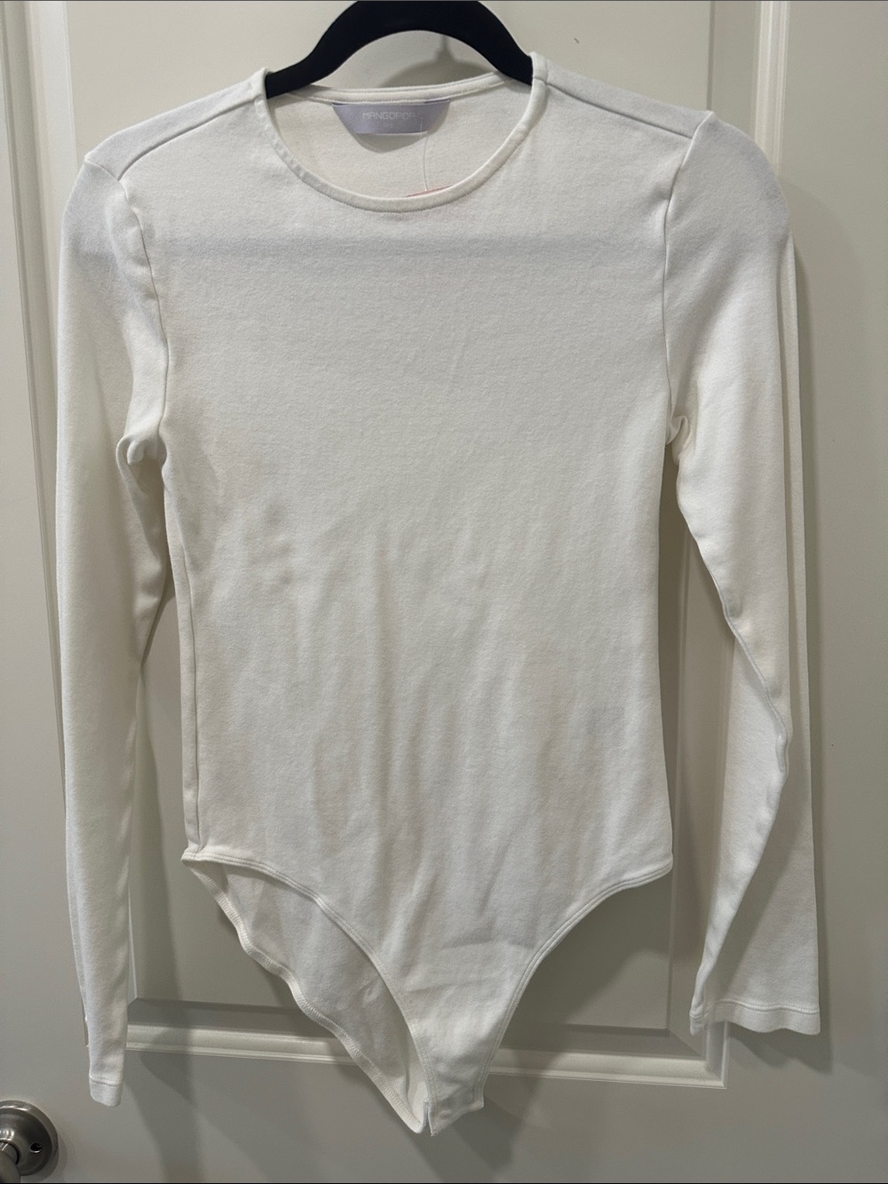 Mangopop White Long-Sleeve Crewneck Bodysuit
